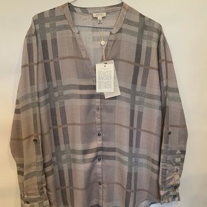 Soft Joie Grey plaid blouse size small
